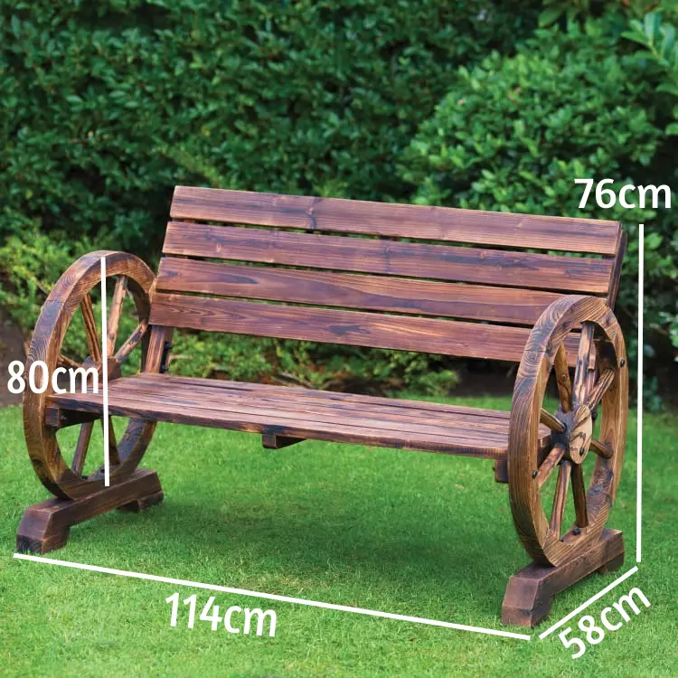 Wagon wheel garden bench seat deals