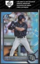 2022 Bowman Draft Dru Baker BDC-158 Sky Blue Refractor | Tampa Bay Rays