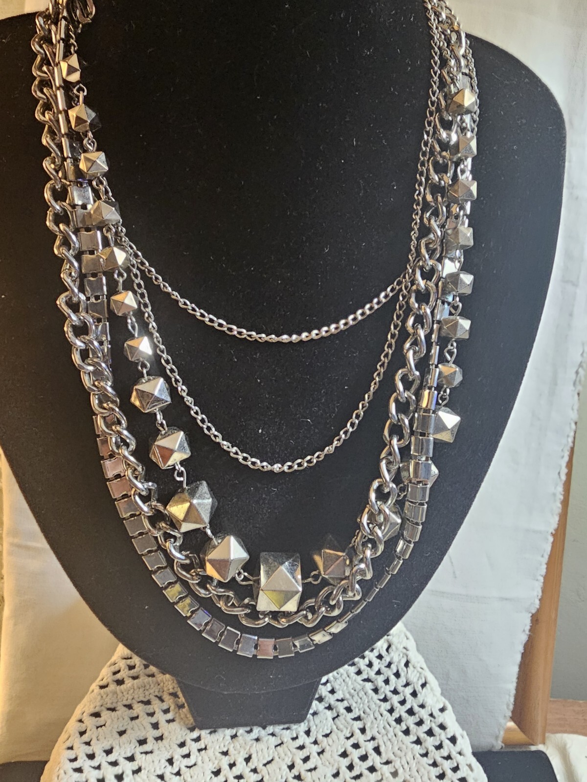 Dramatic Layered Statement  42” Brutalist Gunmeta… - image 11