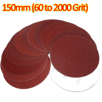 150mm Dia Dry Sanding Discs 6 Inch Sandpaper Hook And Loop Pads 60 to 2000 Grit