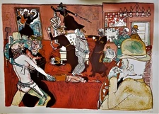 WARRINGTON COLESCOTT Lithograph AMERICAN CALAMITY RIOTS "24/40" PENCIL SIGNED 