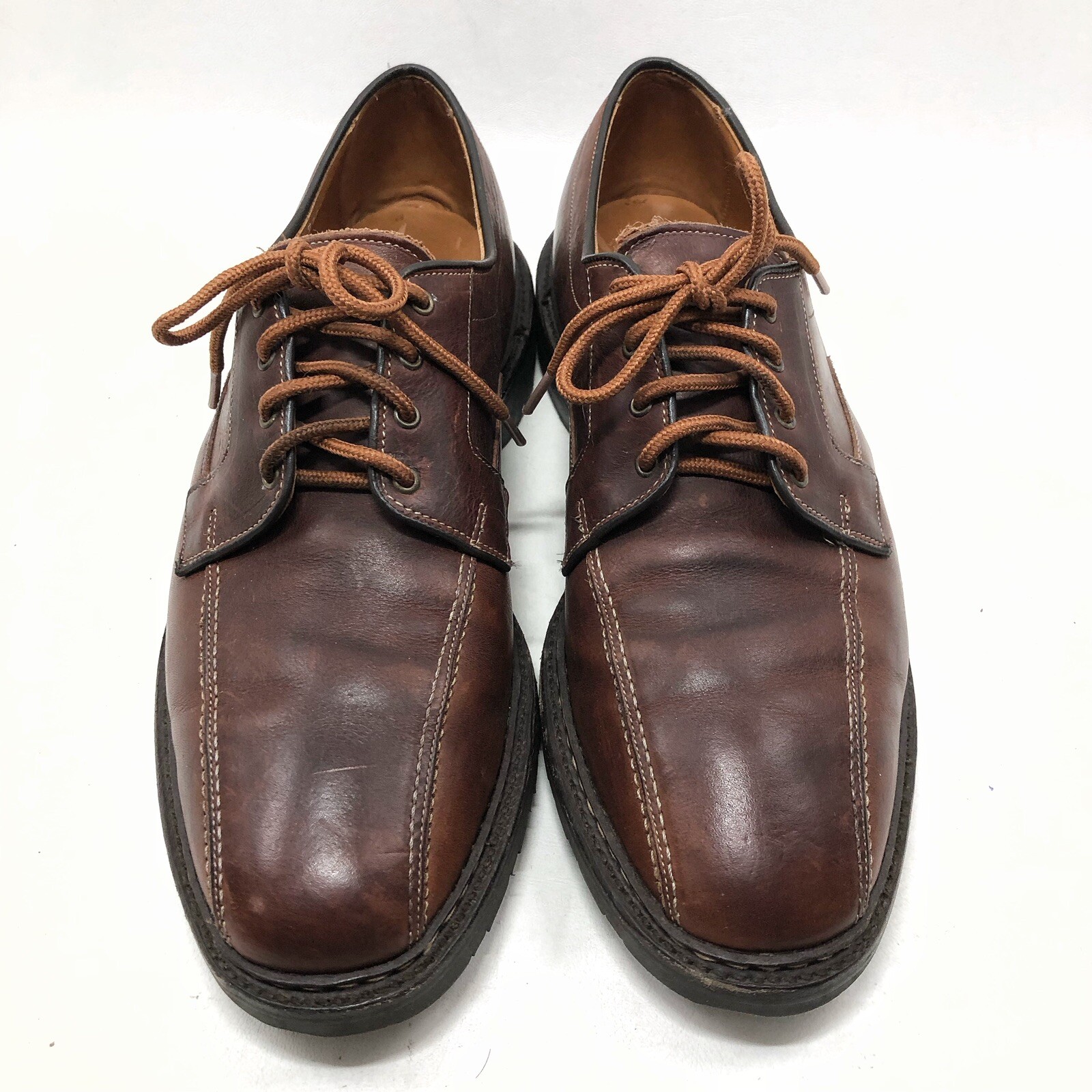 SAOLA Allen Edmonds MAPLETON punta bicicletta uomo pelle marrone derby blucher taglia 11 5 C