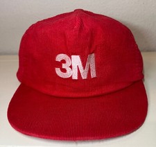 Vintage 3M Red Corduroy Snapback Trucker Hat Cap Made In USA