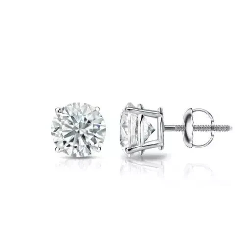 Pendiente de diamante cultivado en laboratorio corte redondo F VVS2 2 quilates 14K certificado IGI nuevo Foto 2 de 4