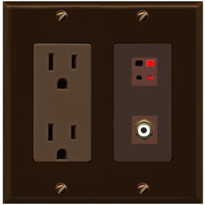 1 Port Speaker Plug Jack Wall Plate RCA for Subwoofer Receptacle Brown Banana AV