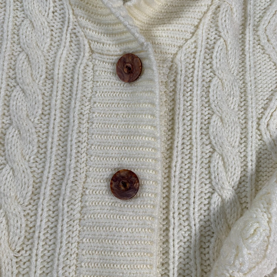 Joyce Sweater Womens Small White Cream Acrylic Cardigan Knit Vintage - Изображение 4 из 4