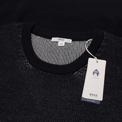 Brax NWT Rick Crew Neck Pullover Sweater Size 2XL in Navy Blue Wool Blend
