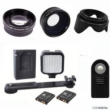 WIDE ANGLE LENS  ZOOM LENS  REMOTE LED LIGHT FOR CANON EOS REBEL DSLR