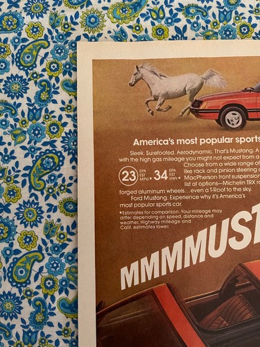 Vintage 1980 Ford Mustang Print Ad T - Tops - Picture 4 of 7
