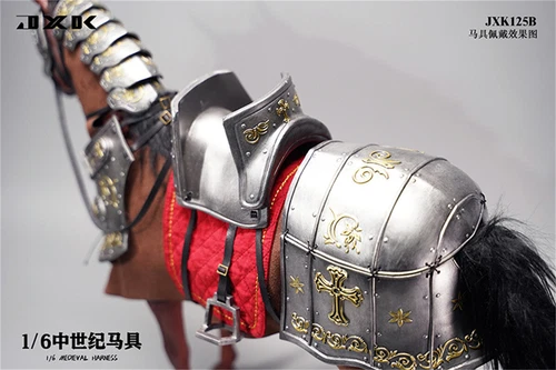 JXK125 1:6 Retro Medievale Cavallo Imbracatura per 1/6 Resina Cavallo Statua Modellino - Foto 12 di 12