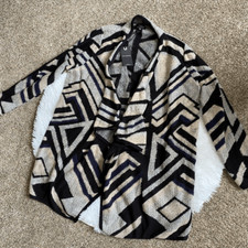 Lucky Brand Open Front Cardigan New Abstract Geometric Womens Size 1X
