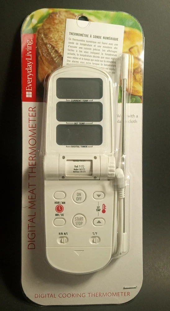 Digital🌡️Remote Meat Thermometer  w/ Probe & LED Alarm (AAA Batteries Included)
