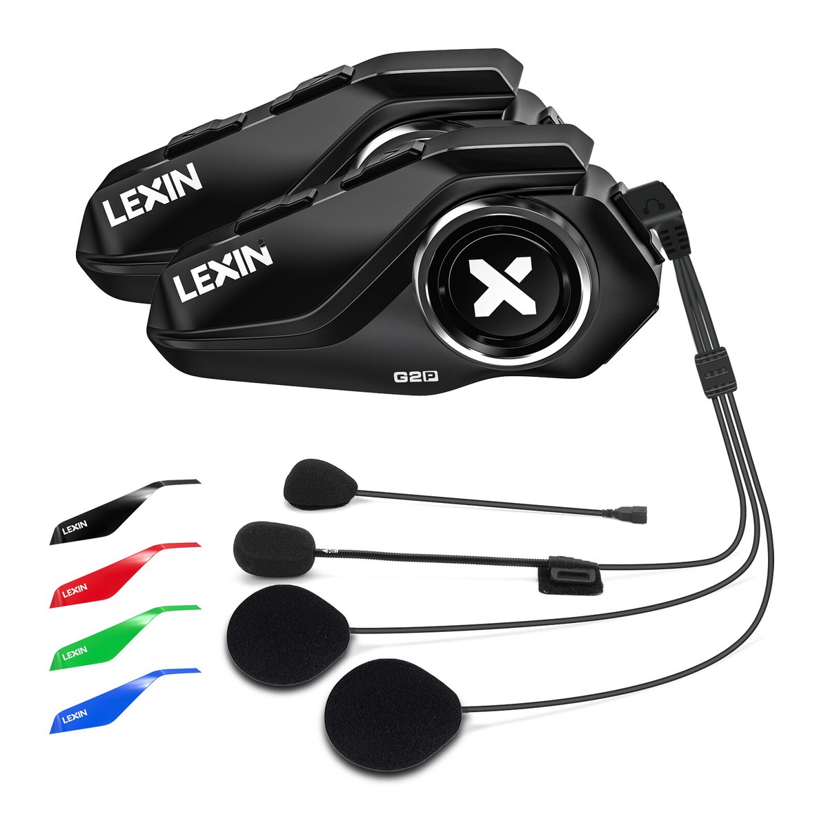 2PCS LEXIN G2P Motorcycle Bluetooth Headset Helmet Intercom for