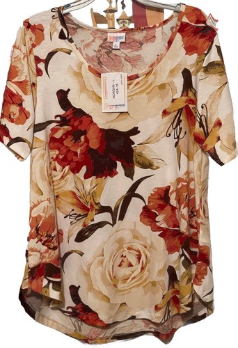 Lularoe Morgan Kurzarm Oberteil großes Blumenmuster