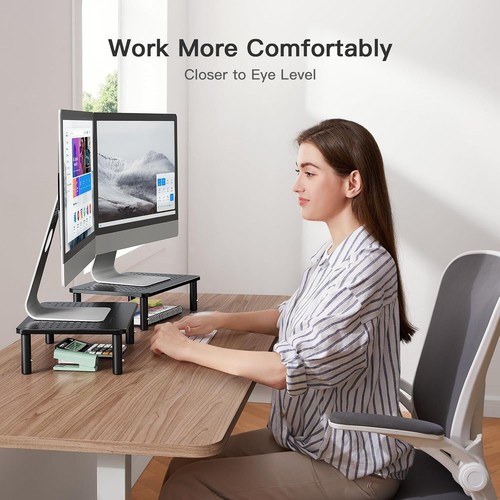 Height Adjustable Monitor Stand – Ergonomic Riser for Dual Monitor Setup, 2 Pack - Afbeelding 4 van 10