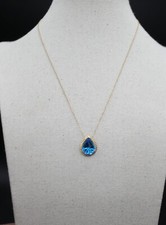 ATL ATLANTIC JEWELRY COMPANY 14K GOLD Chain NECKLACE w/ Blue Topaz Pendant 3.8g