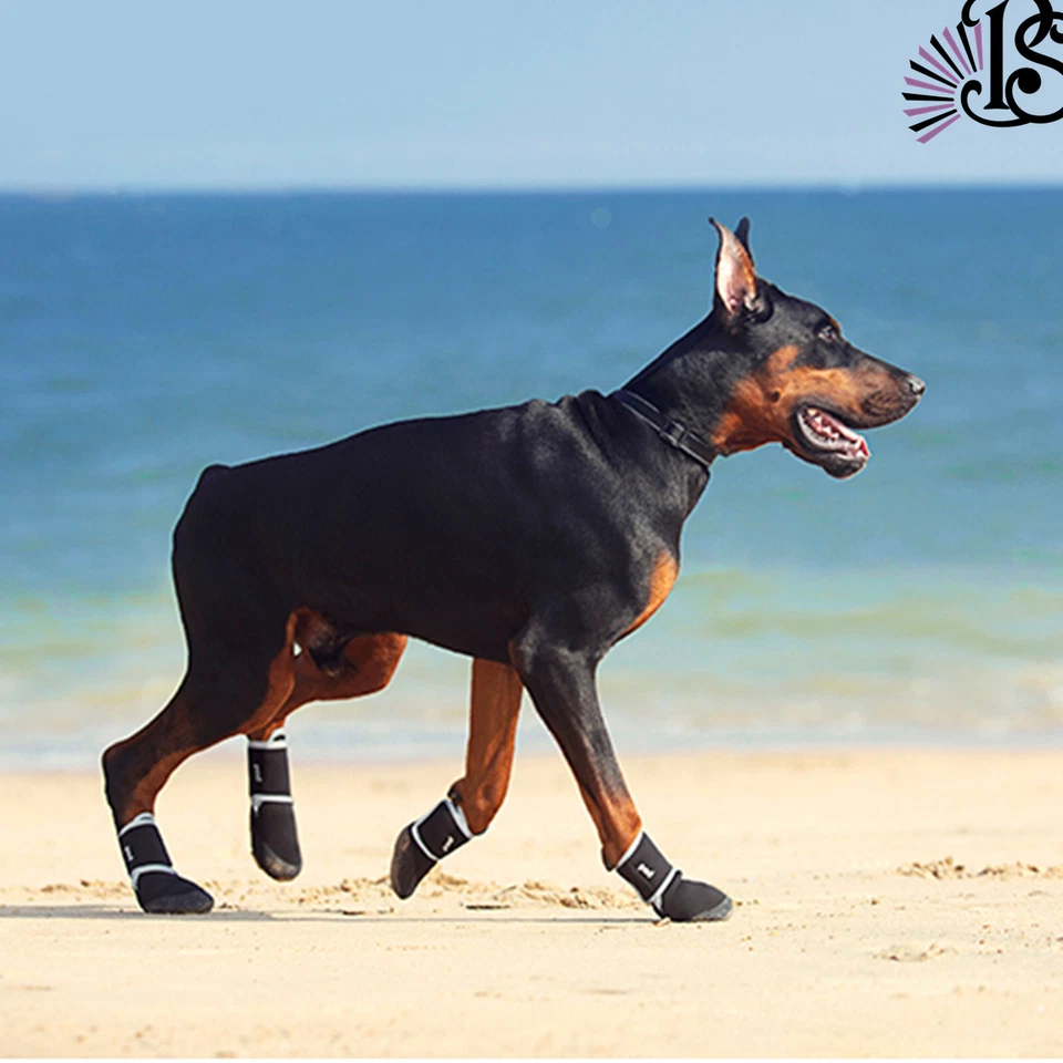 Zapatos impermeables para perros 4 piezas botines para perros con suela reflectante resistente antideslizante Foto 3 de 4