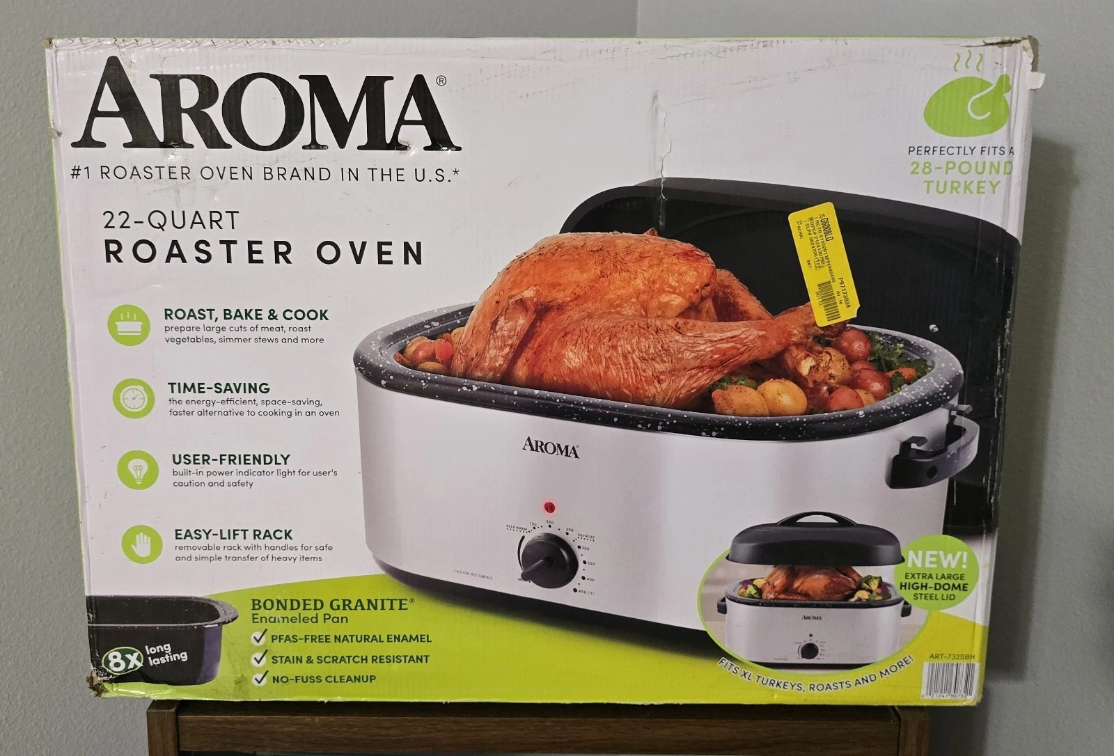 AROMA XL Electric Roaster Oven 22Qt. Roaster Oven with High-Dome Lid ART-732SBH