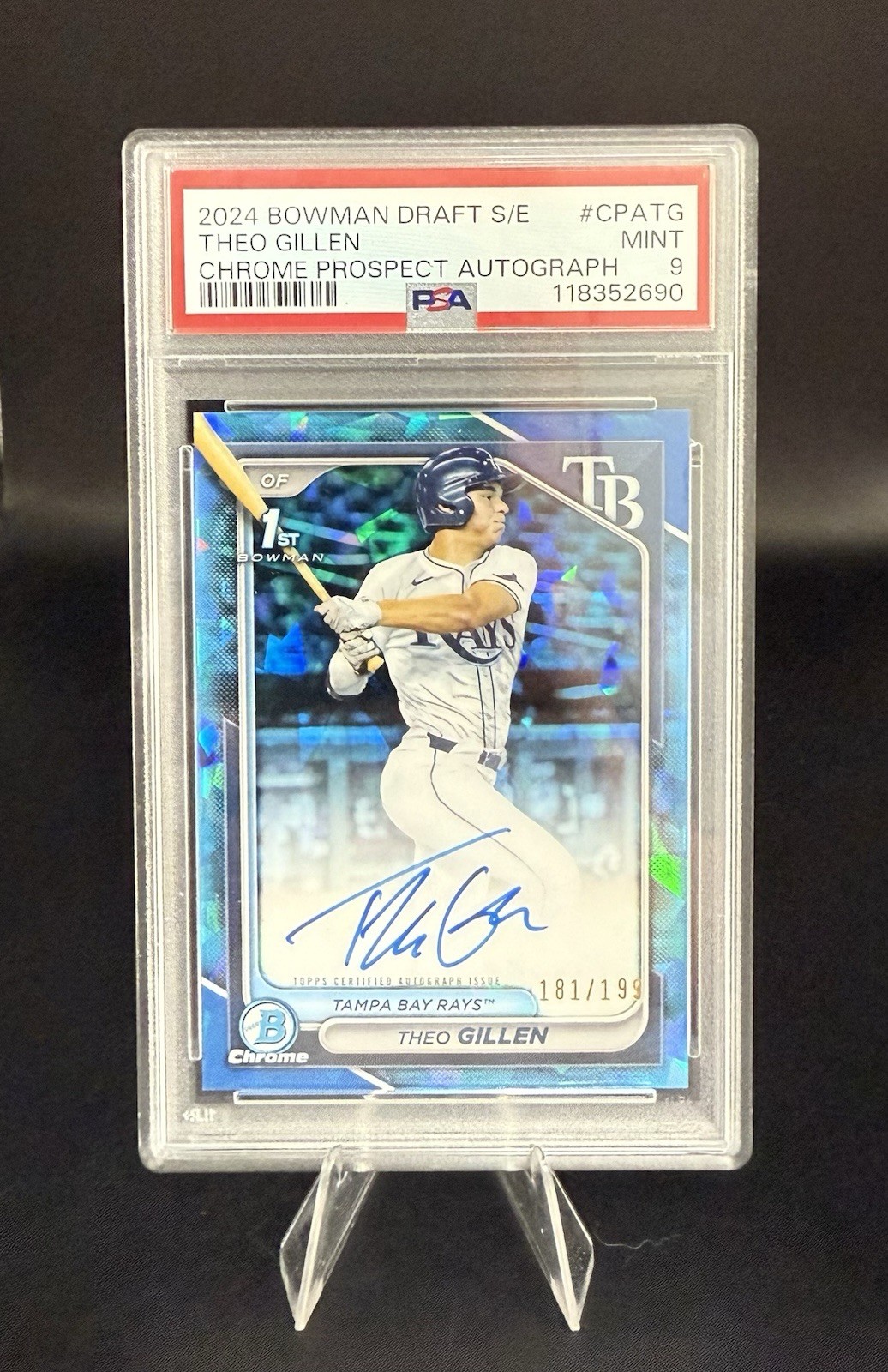 2024 Bowman Draft Sapphire Theo Gillen Auto Refractor /199 PSA 9