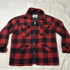 Weatherguard by Shane Jacket Men L Buffalo Plaid Wool Blend Full Zip 70s