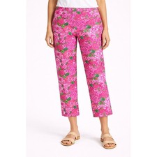 LILLY PULITZER Kristen Pink Floral Cropped Capri Pant Palm Beach Fit Size 2