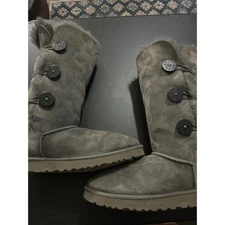 UGG Australia Gray Suede Tall Button Boots Womens Casual Winter Warm