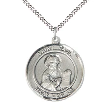 Pewter Large Saint Paul the Apostle Medal Pendant 18" Lobster Claw Necklace