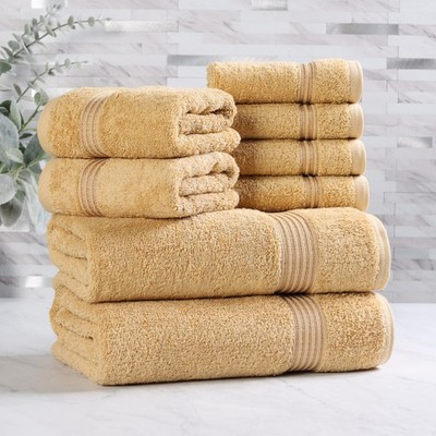 SUPERIOR Egyptian Cotton 8-Piece Towel Set, 2 Bath, 4 Hand, 2 Washcloths