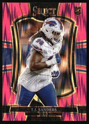 2025 Panini Select #185 T.J. Sanders Pink Prizm Shock