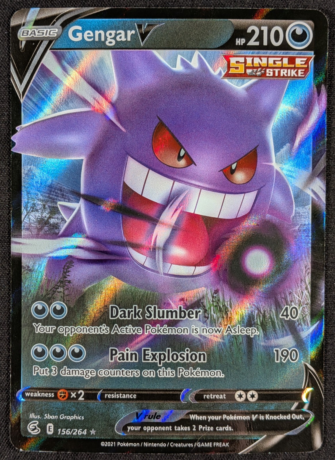 Gengar V 2021 Fusion Strike Full Art Ultra Rare Pokemon Card 156/264 (NM)