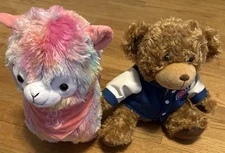 Adorable MLB Plushes: 8” Brown Chicago Cubs Bear & 10” Pink Boston Red Sox Llama