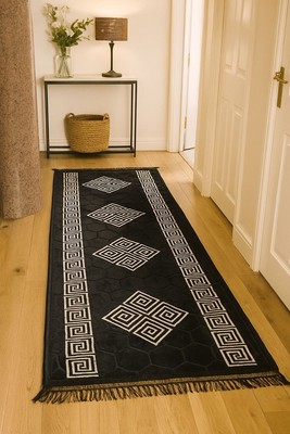 Luxus Griechisch Diamant Stil Modern Indoor Anti-Rutsch Türkisch Flur Läufer Teppich
