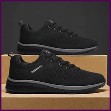 Men Running Walking Knit Shoes Fashion Casual Sneakers Breathable Sport Athletic