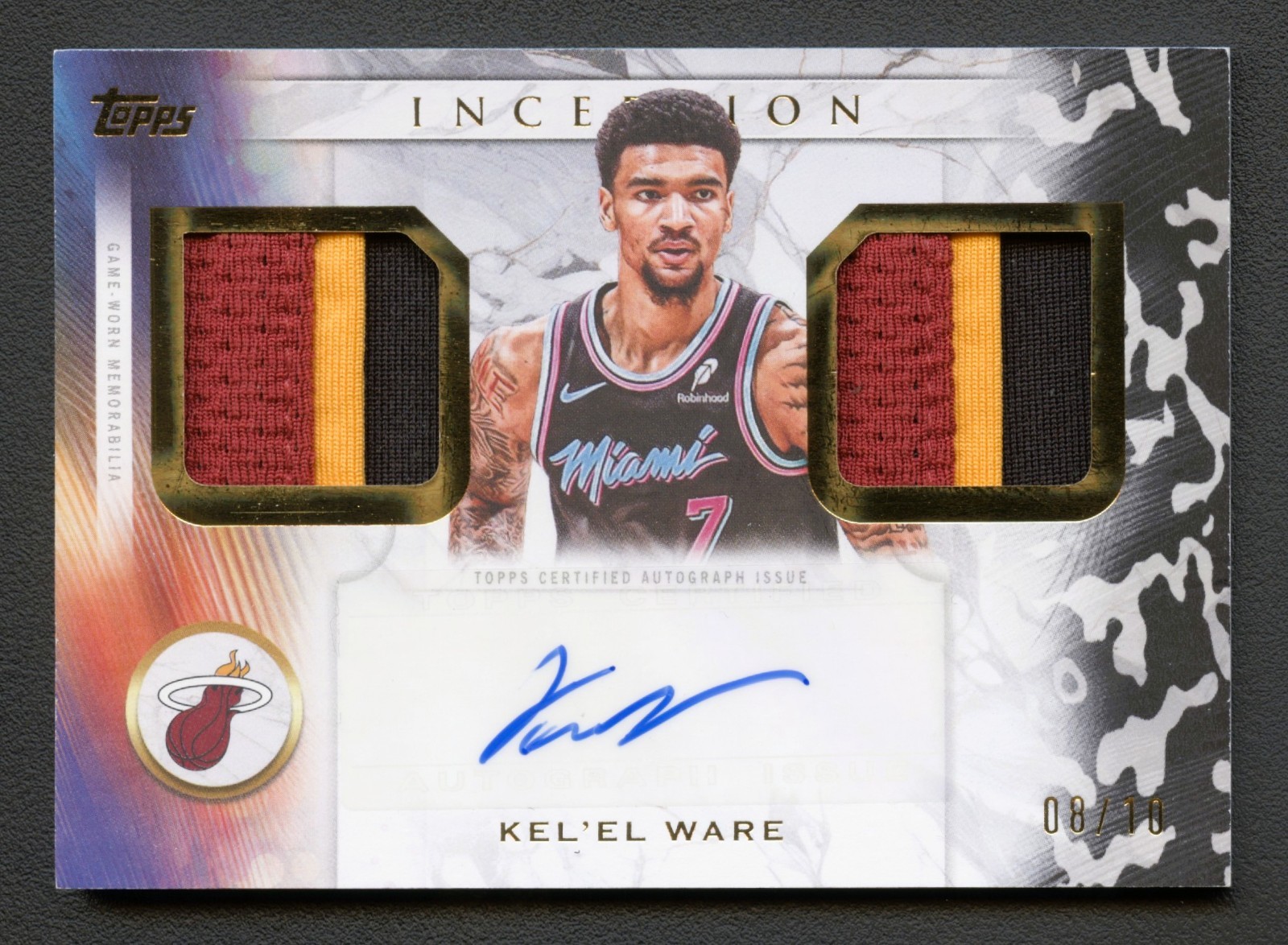 KEL'EL WARE 2025 TOPPS INCEPTION GOLD DUAL PATCH AUTO AUTOGRAPH /10
