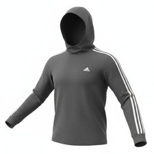 Adidas Essentials 3-Stripes Pullover Hoodie Grey Sz S