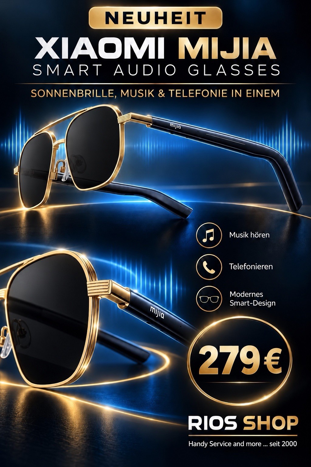 Xiaomi Mijia BHR08VYGL smarte Bluetooth-Audiobrille im Pilotenstil - Bild 2