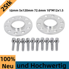 2*Spurverbreiterung Distanzscheiben+Radschrauben 2x10mm 72.6mm 5x120 M12 x 1,5mm