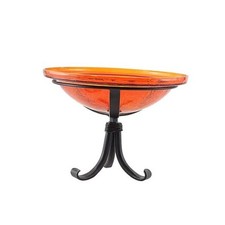 12" Mandarin Crackle Birdbath- Tripod Stand