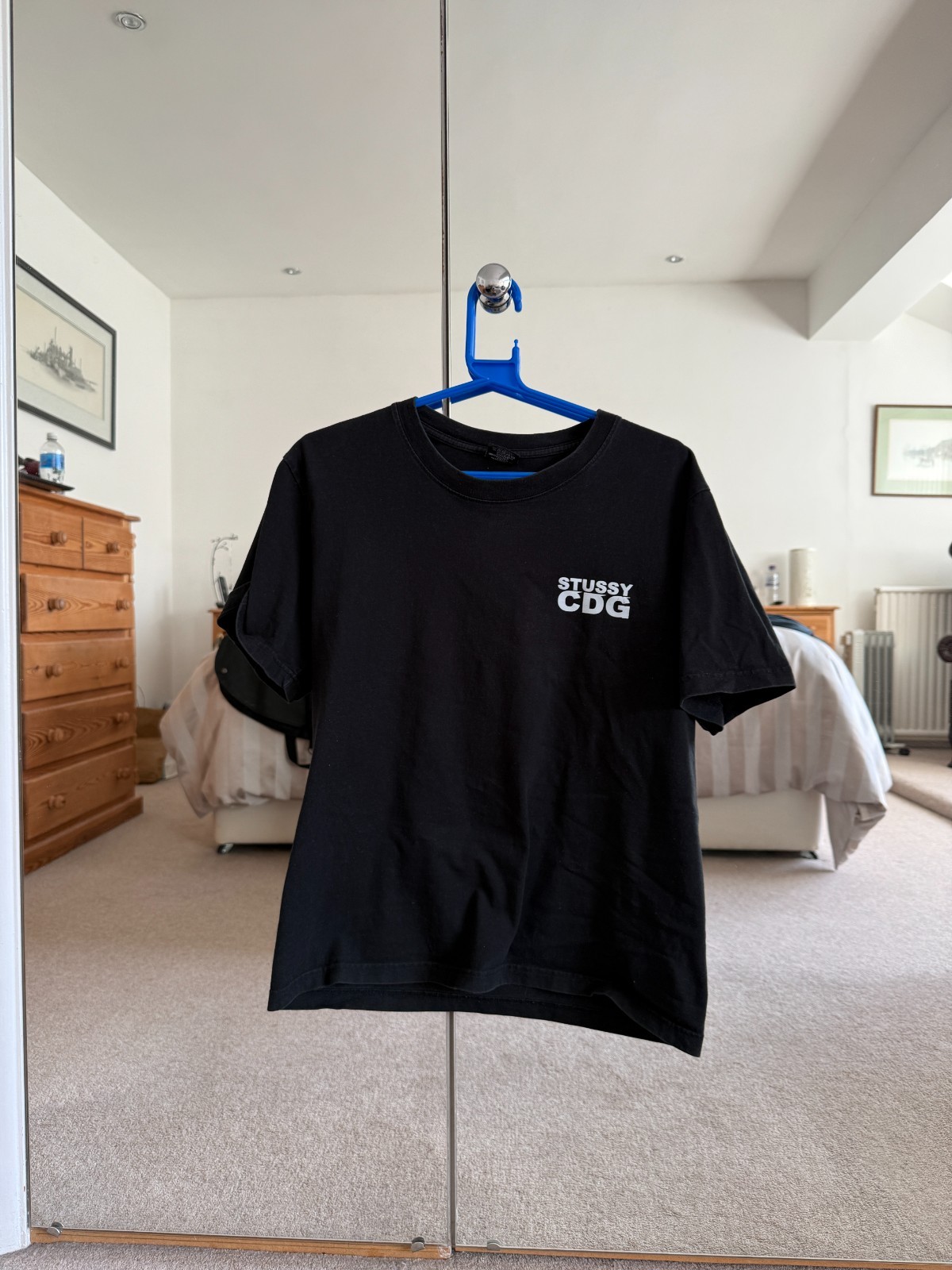 STUSSY X CDG Authentic Comme des Garçons Black Boxy Short-Sleeve Shirt Size S