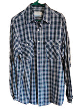 Vtg Sears Fieldmaster XL Tall 17-17.5 Long Sleeve Perma-Prest Work Plaid Shirt