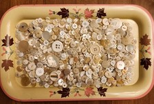 Vintage Antique Buttons Mother Of Pearl Shell Plastic Ivory White Lot Of 100