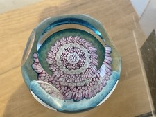 Vintage Whitefriars 1985 Millefiori & Latticino Canes Faceted Glass Paperweight