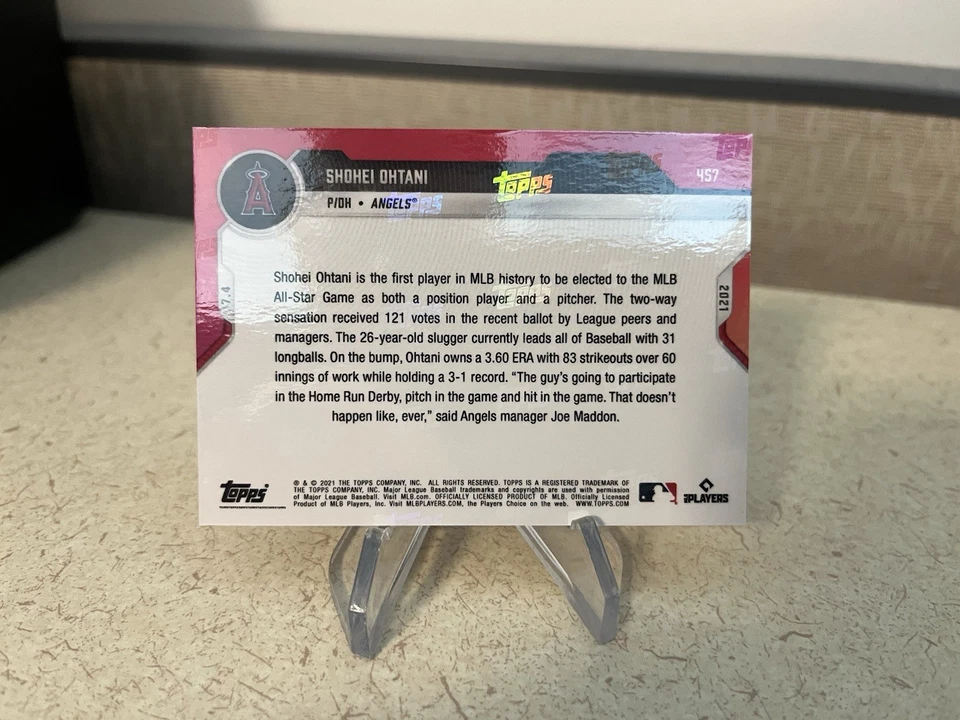 2021 Topps Now Shohei Ohtani #457 Angels Dodgers - 1st All Star as DH & Pitcher - Image 2 of 2