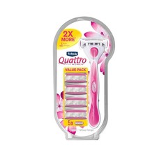 Women's Razor with 1 Handle and 5 Refill Blades, 4 Blade Disposable Razors Value