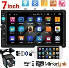 7" Double 2 DIN Car Stereo Radio MP5 Touch Screen Bluetooth FM USB + Rear Camera