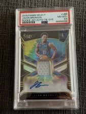 2018-19 Jalen Brunson Panini Select Rookie Patch Auto Tye-Die /25 RPA PSA 8.5