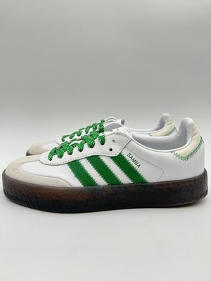 Adidas Women's Sambae Size 5 Cloud White Green |IE9105|