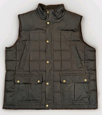 L.L. Bean Down Puffer Vest XXL Brown Utility Duck Down Outdoor Snap Zip Mens