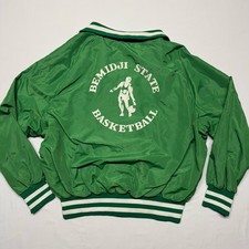VTG 70s Bemidji State Basketball Jacket XL Green Aristo Jac Hilton USA Made
