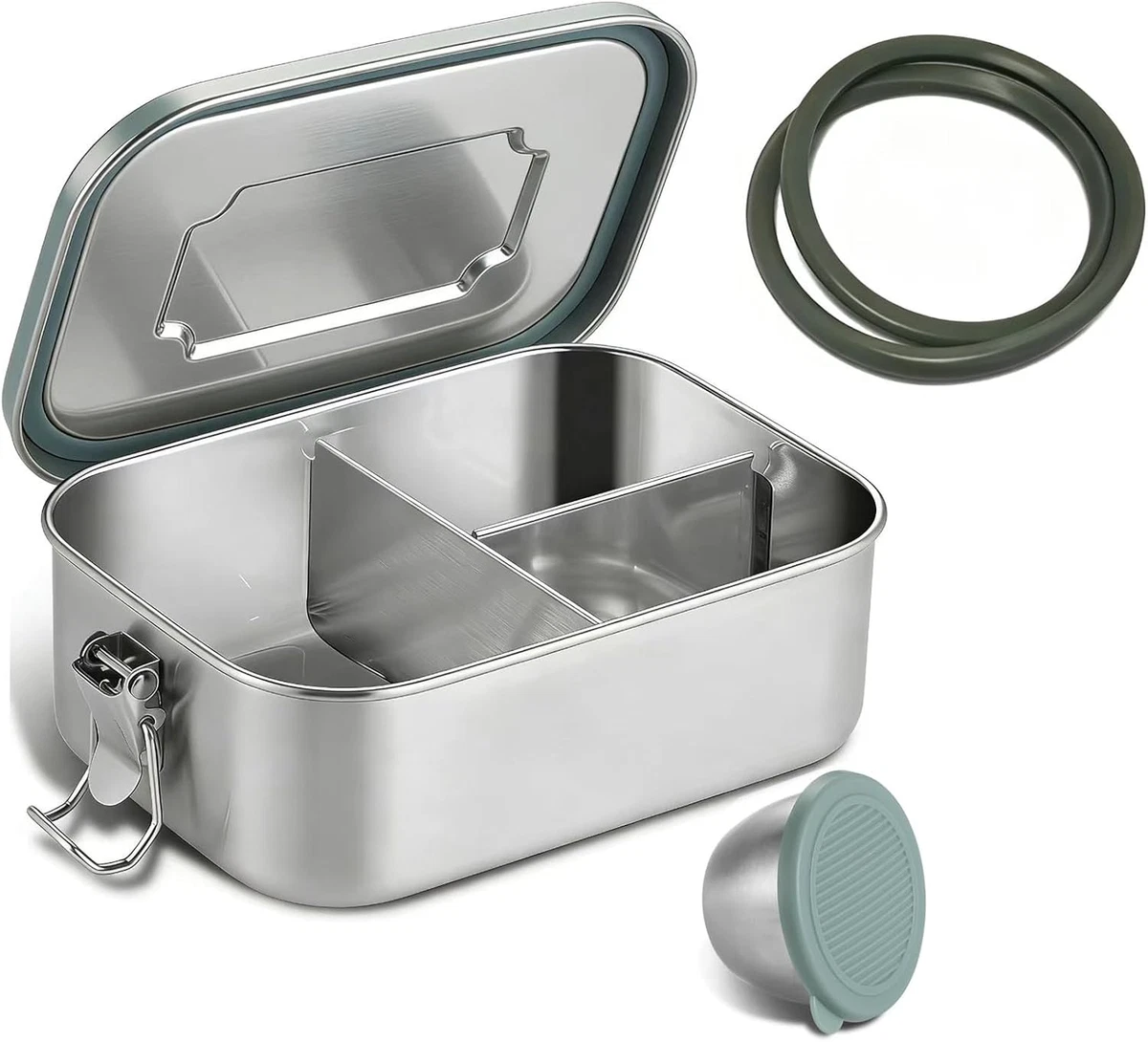 Lunch Box Acciaio Inox 1000ml - Bento Box 3 Scomparti Con Posate